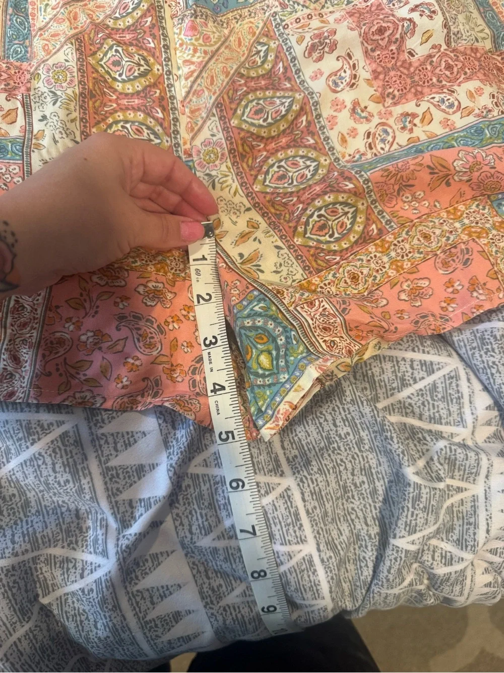 O'Neill Multicolor Paisley Smocked Romper in Coral, Teal & Cream - Picture 7 of 7